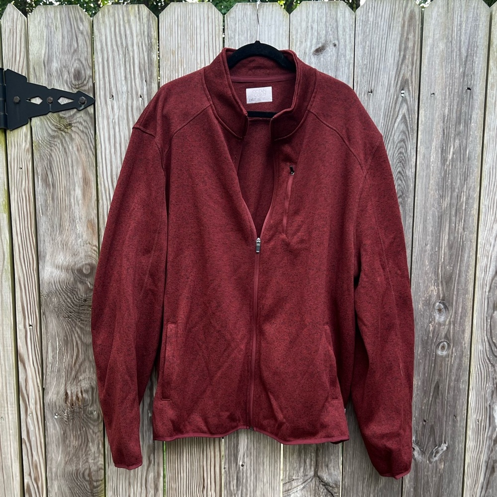 OCEAN & COAST Sweater Rust Fleece Jacket Mens 2XL Tall